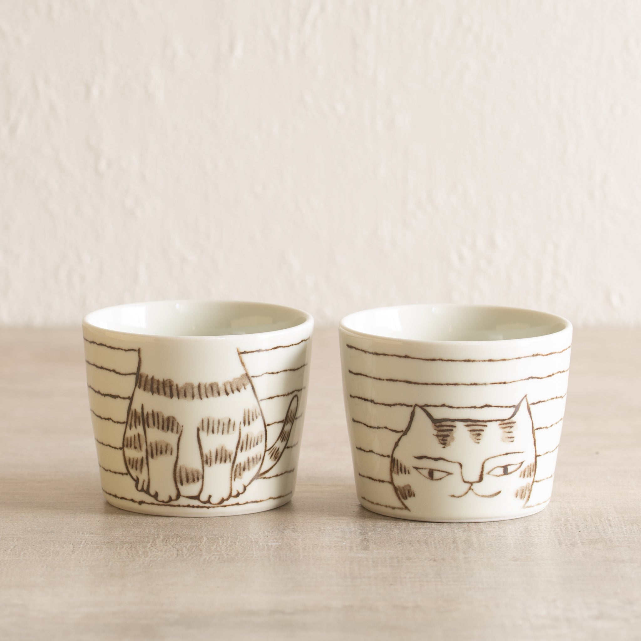 Japanese Ceramics | Cat Stacking Cup Set | White