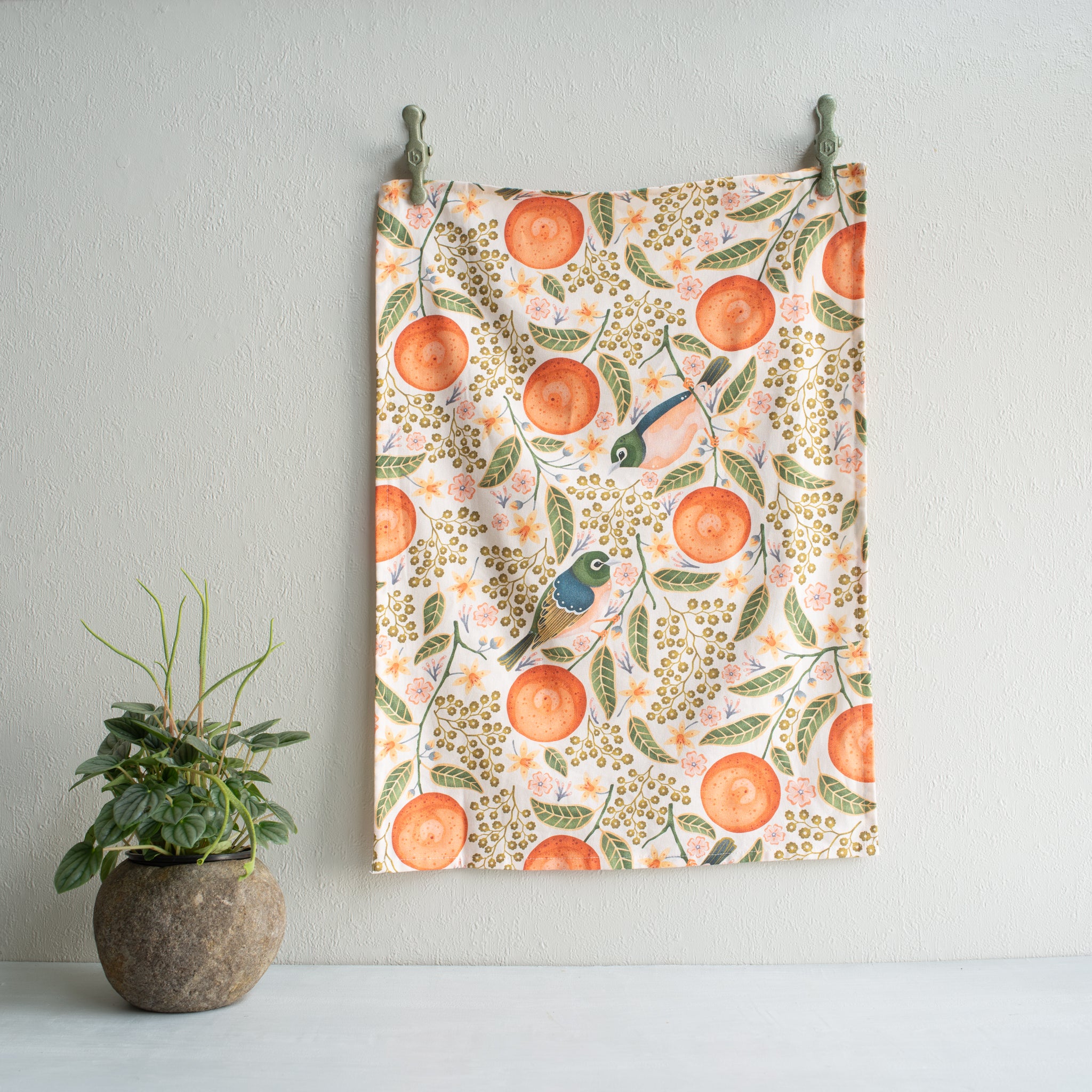 Tea Towel | Waxeyes & Mandarins | Cream | Catherine Marion