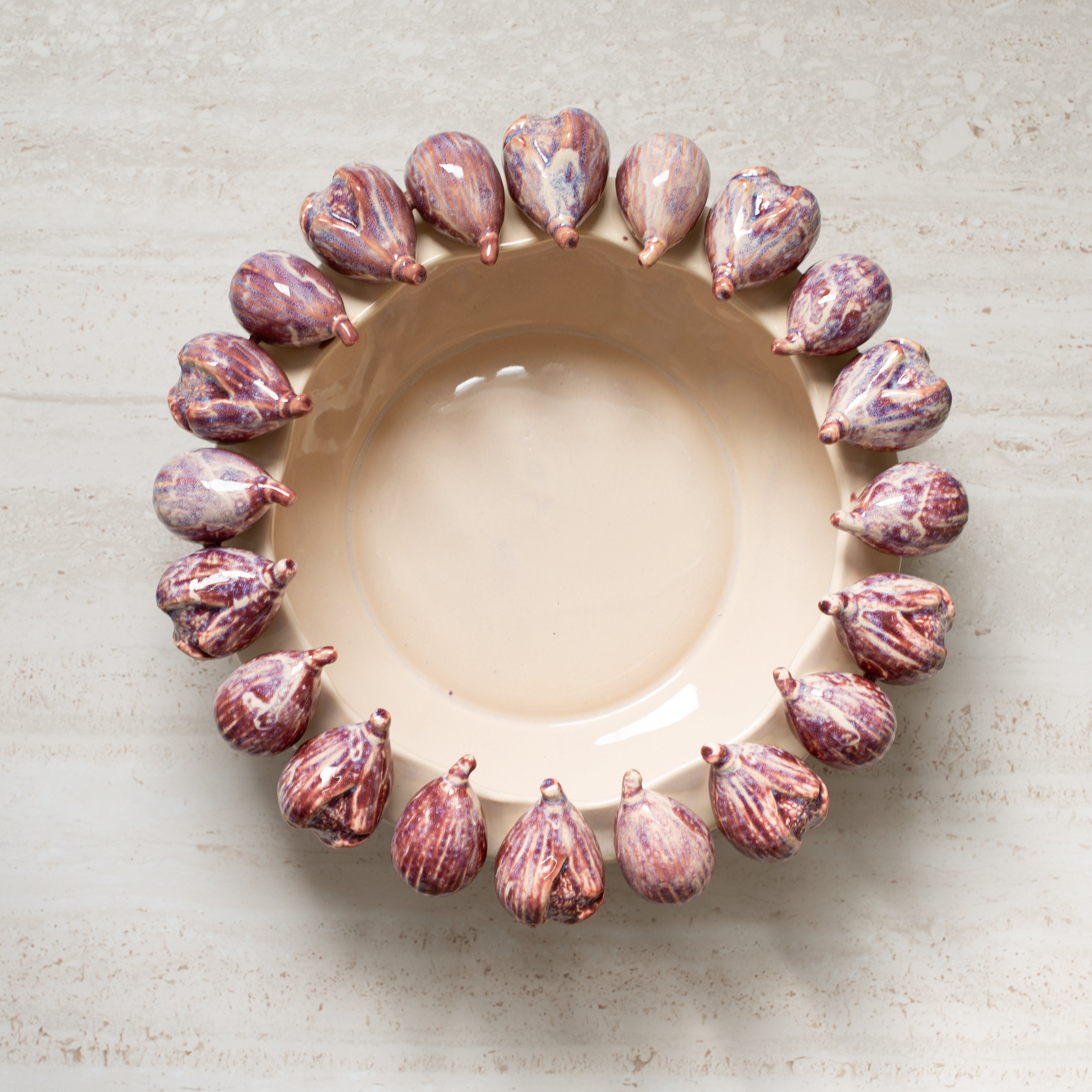 Ceramic Fig Bowl | Ivory + Aubergine