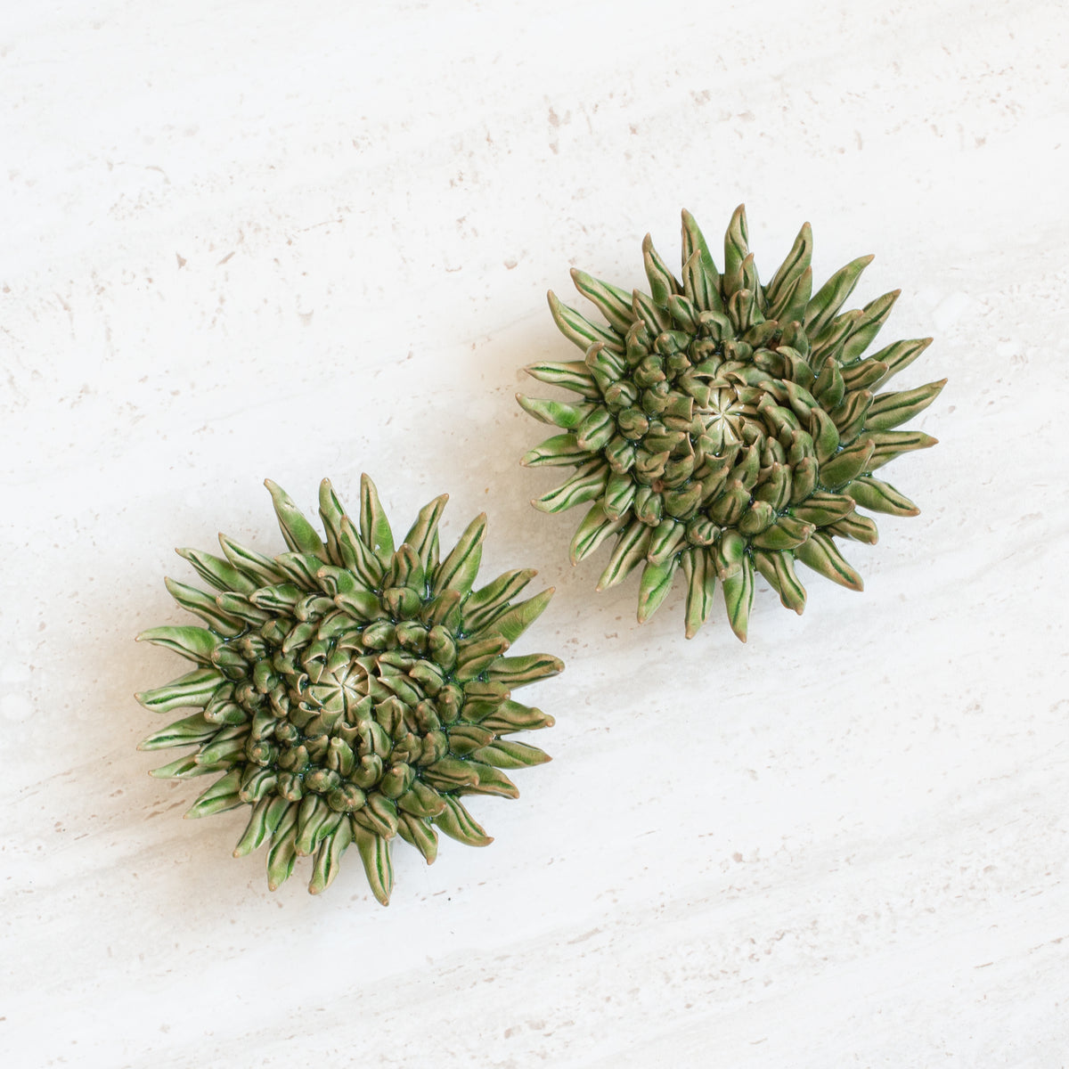 Ceramic Flowers | Chrysanthemum | Pistachio | Set/2