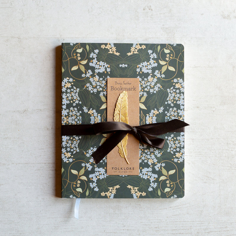 Petal Nouveau Journal + Brass Bookmark Set