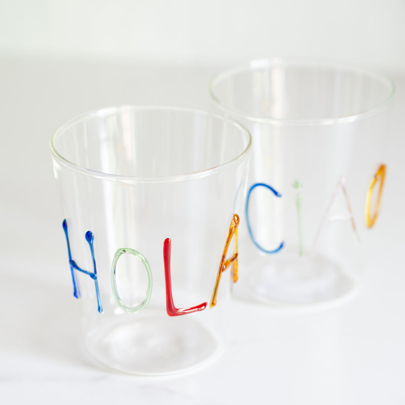 Hola + Ciao Glass Tumblers | Set of 2