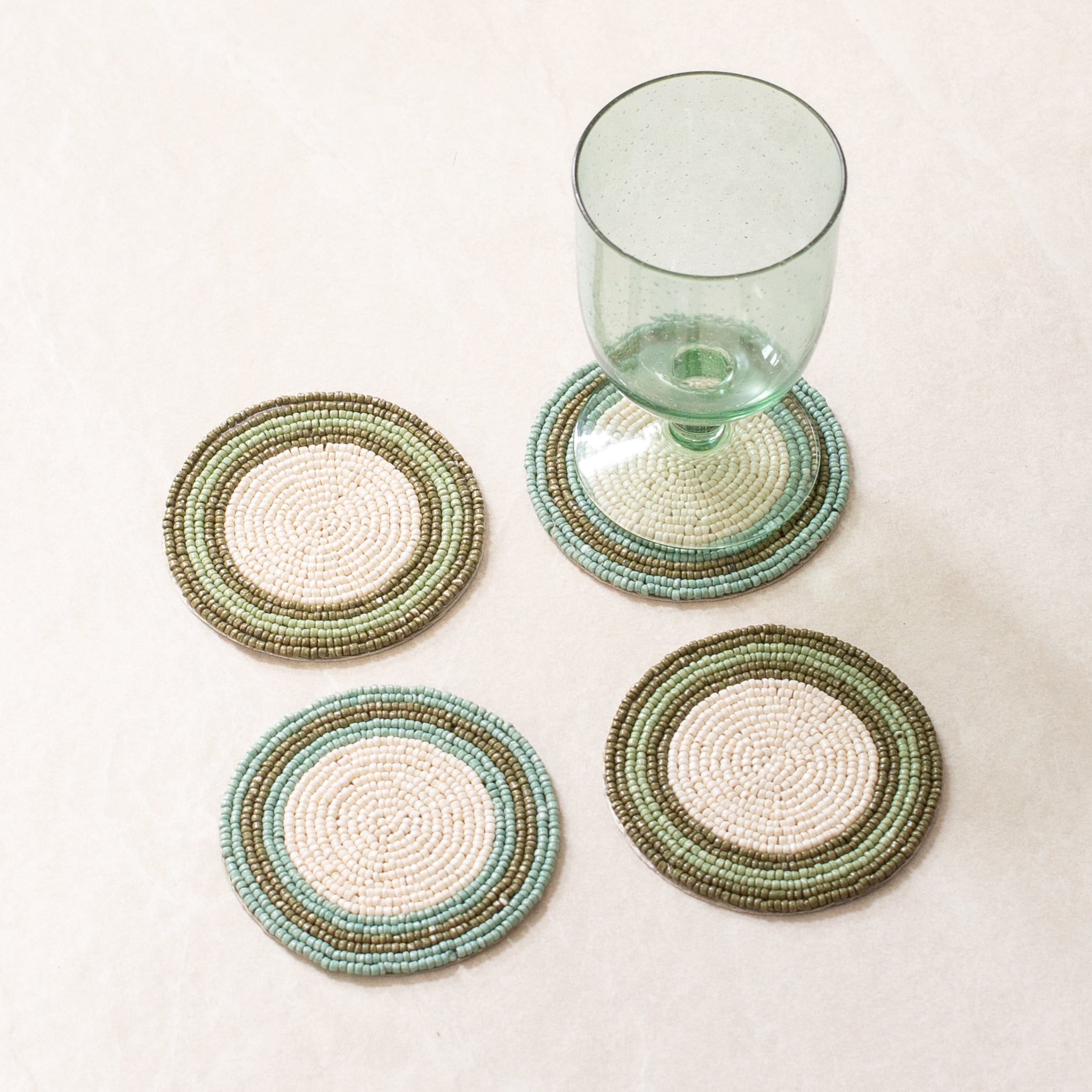 Beaded Coaster | Set of 4 | Garnet