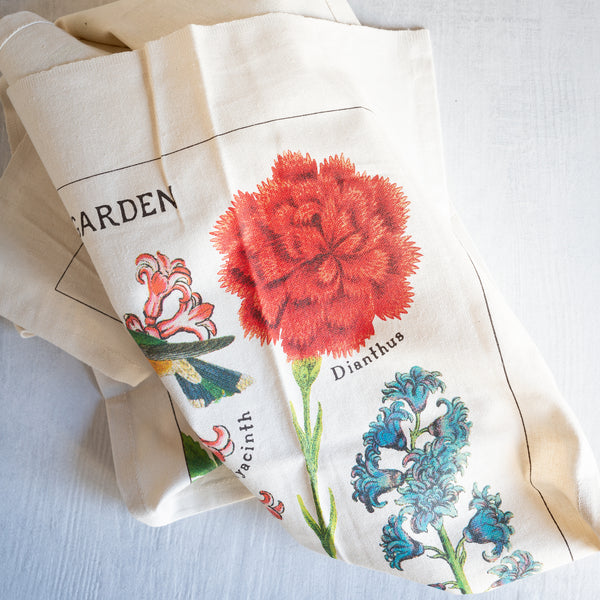 Vintage Cotton Tea Towel | Flower Garden