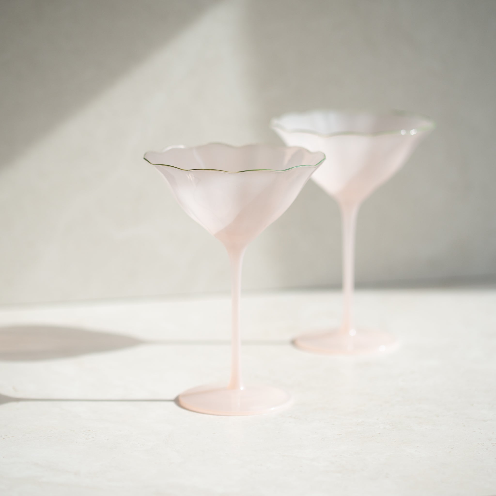 Coupe Glass | Belle | S/2 | Pink + Green