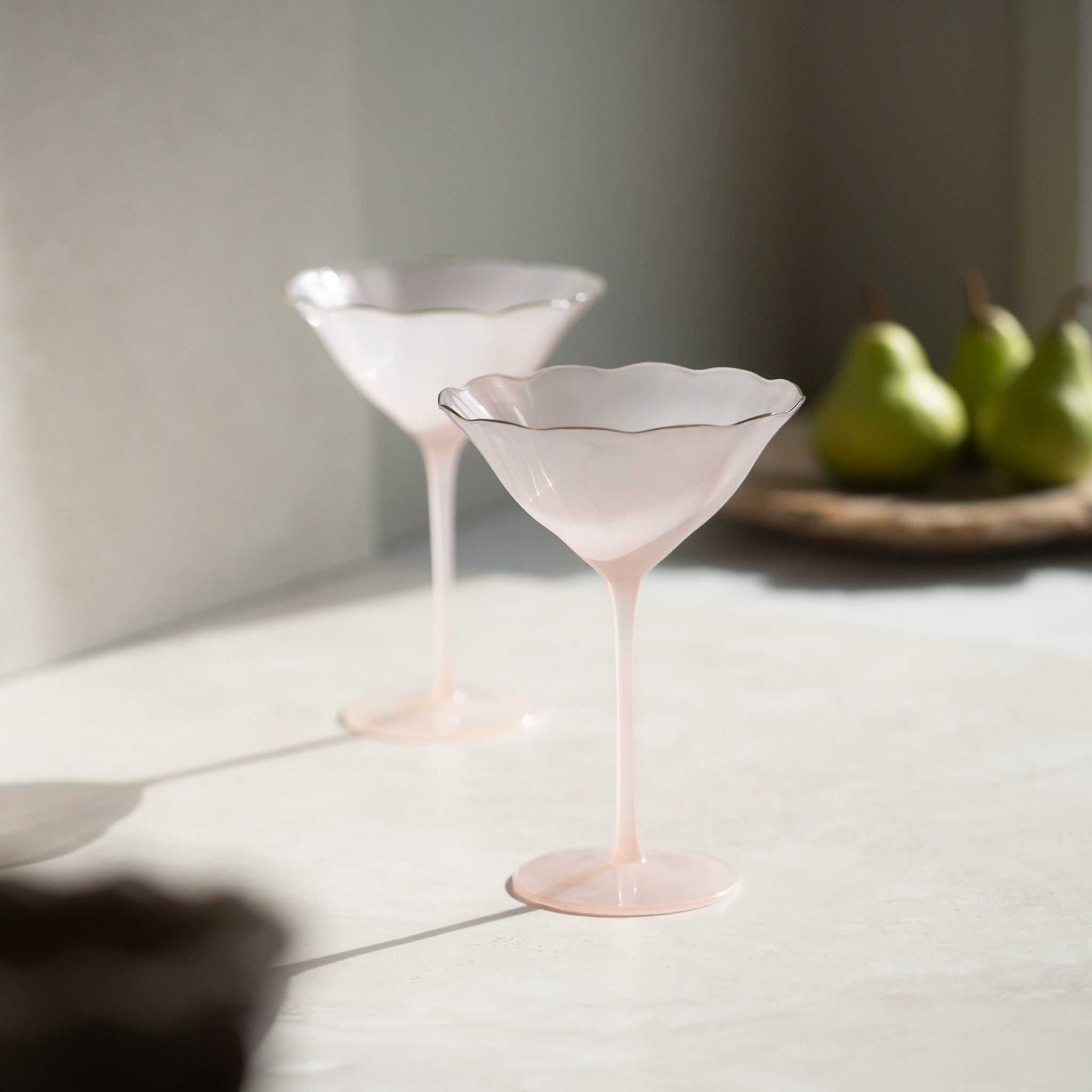 Coupe Glass | Belle | S/2 | Pink + Green