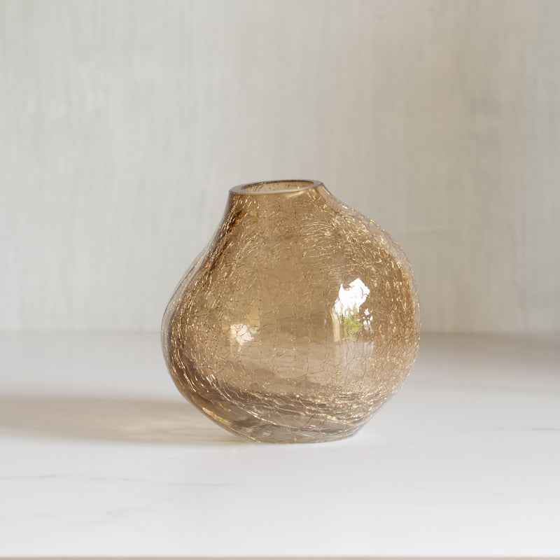 Crackle Glass Vase | Beige