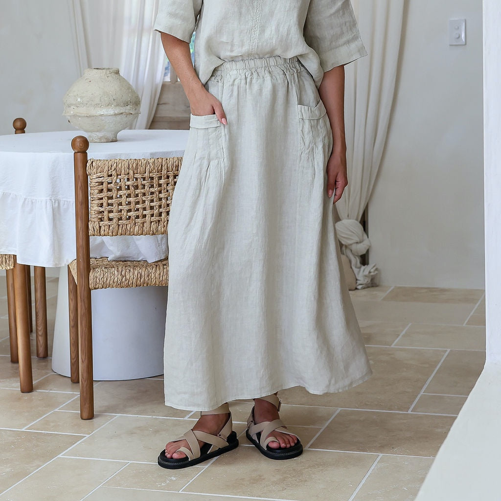 Linen Skirt | Tashina | Sand