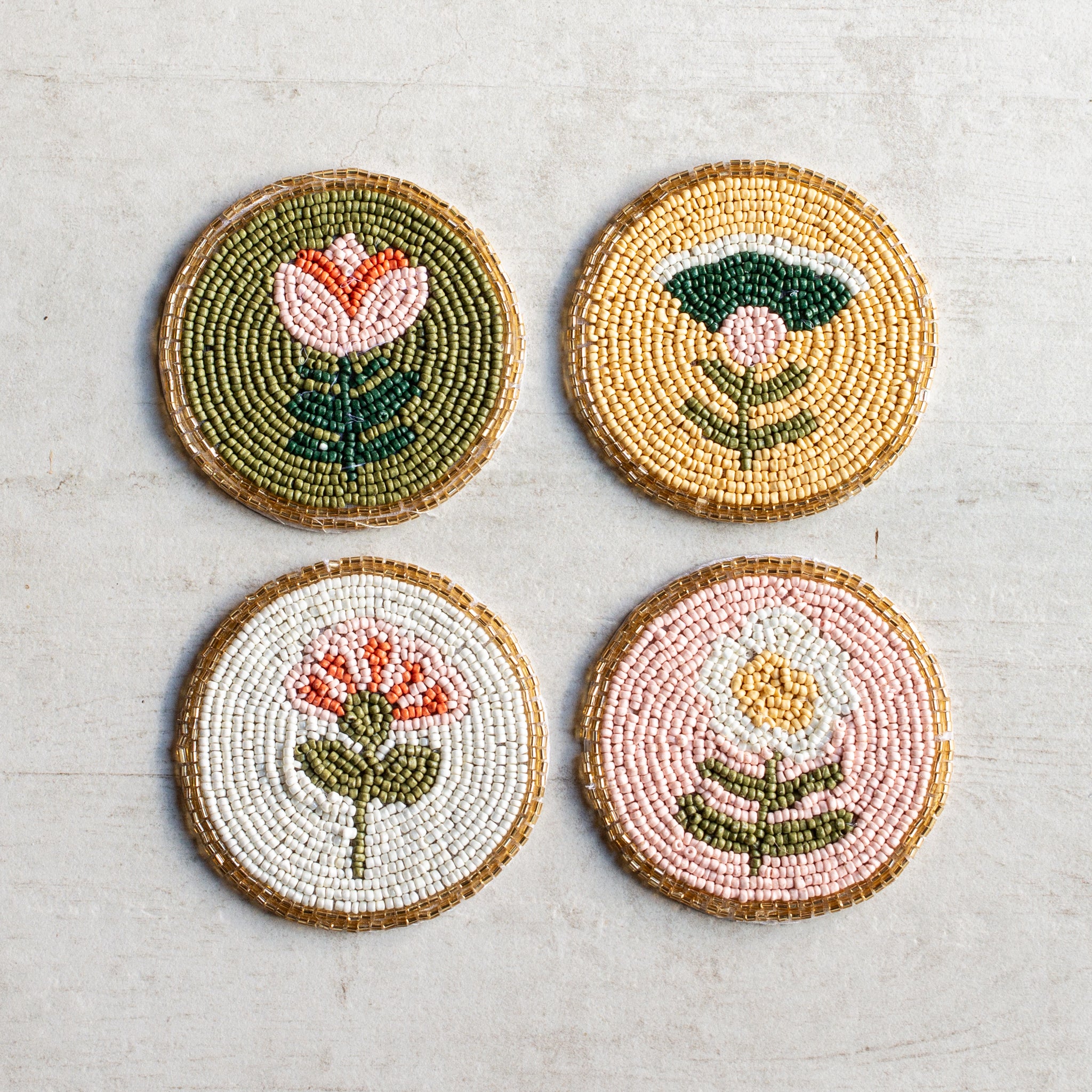 Beaded Coaster | Set of 4 | Scandi