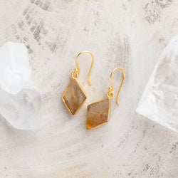 Raw Crystal Stone Earrings | Citrine