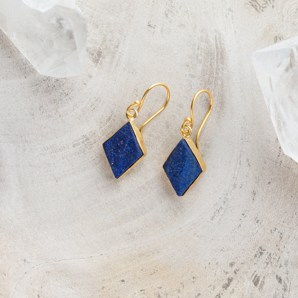 Raw Crystal Stone Earrings | Lapis Lazuli