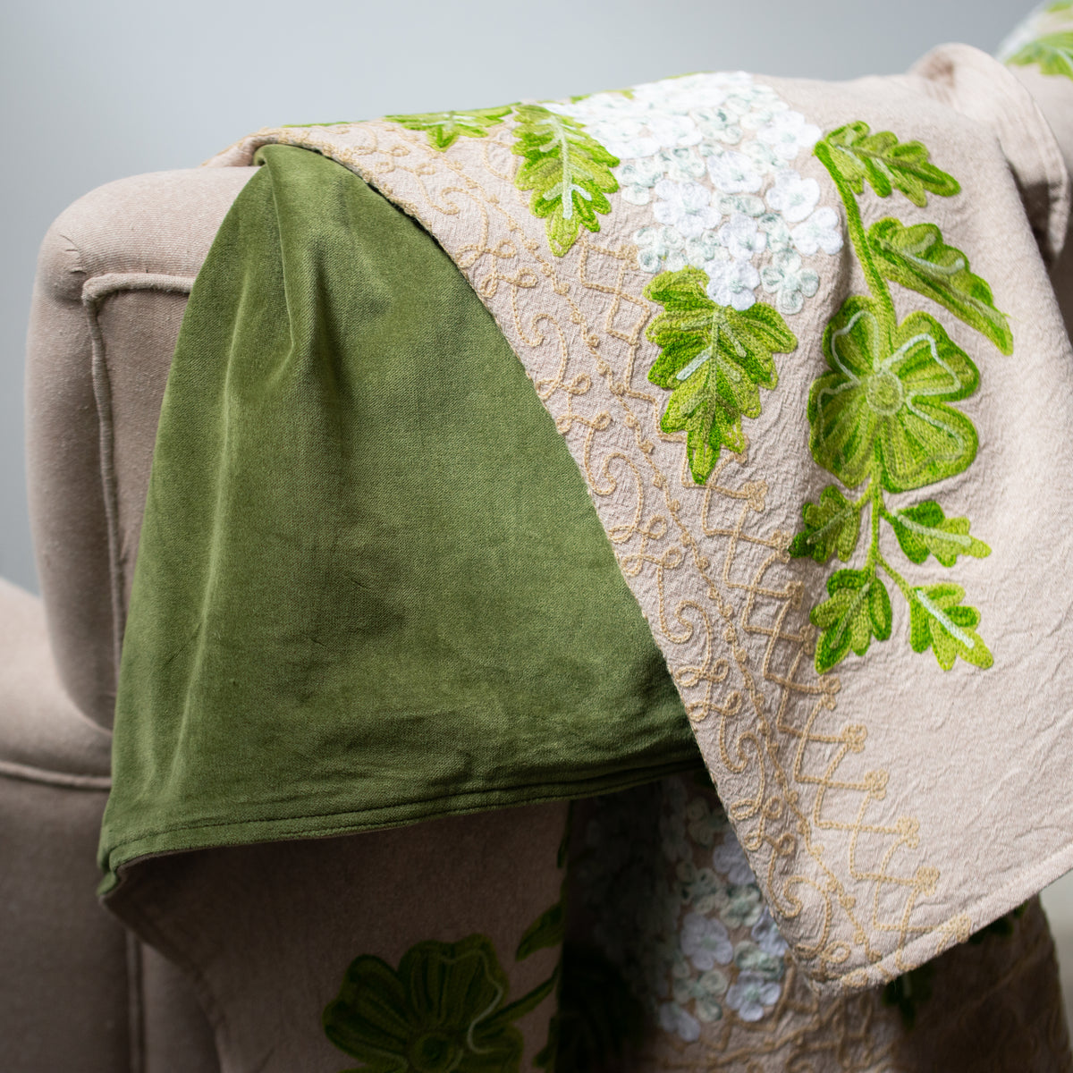 Embroidered Throw | Hydrangea