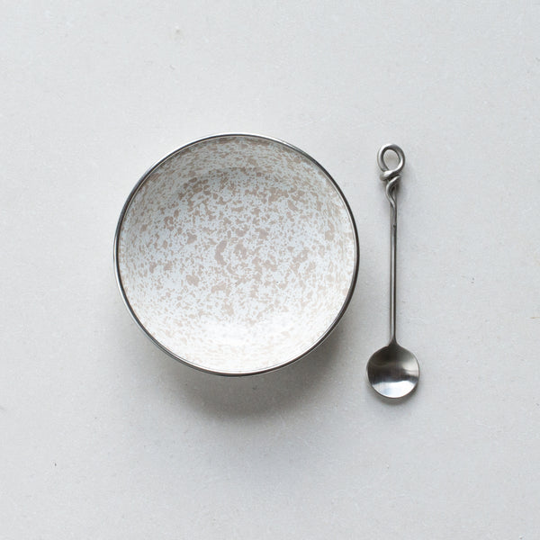 Bundle | Enamel Splatter Tapas Dish + Condiment Spoon | Taupe