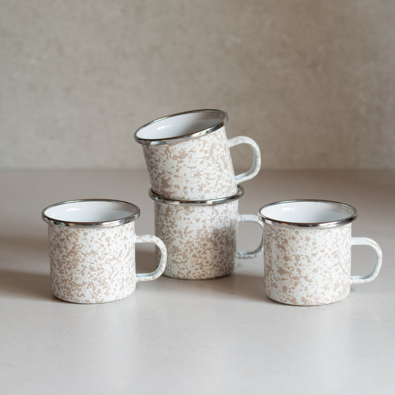 Enamel Espresso Mug | Set of 4 | Taupe Speckle