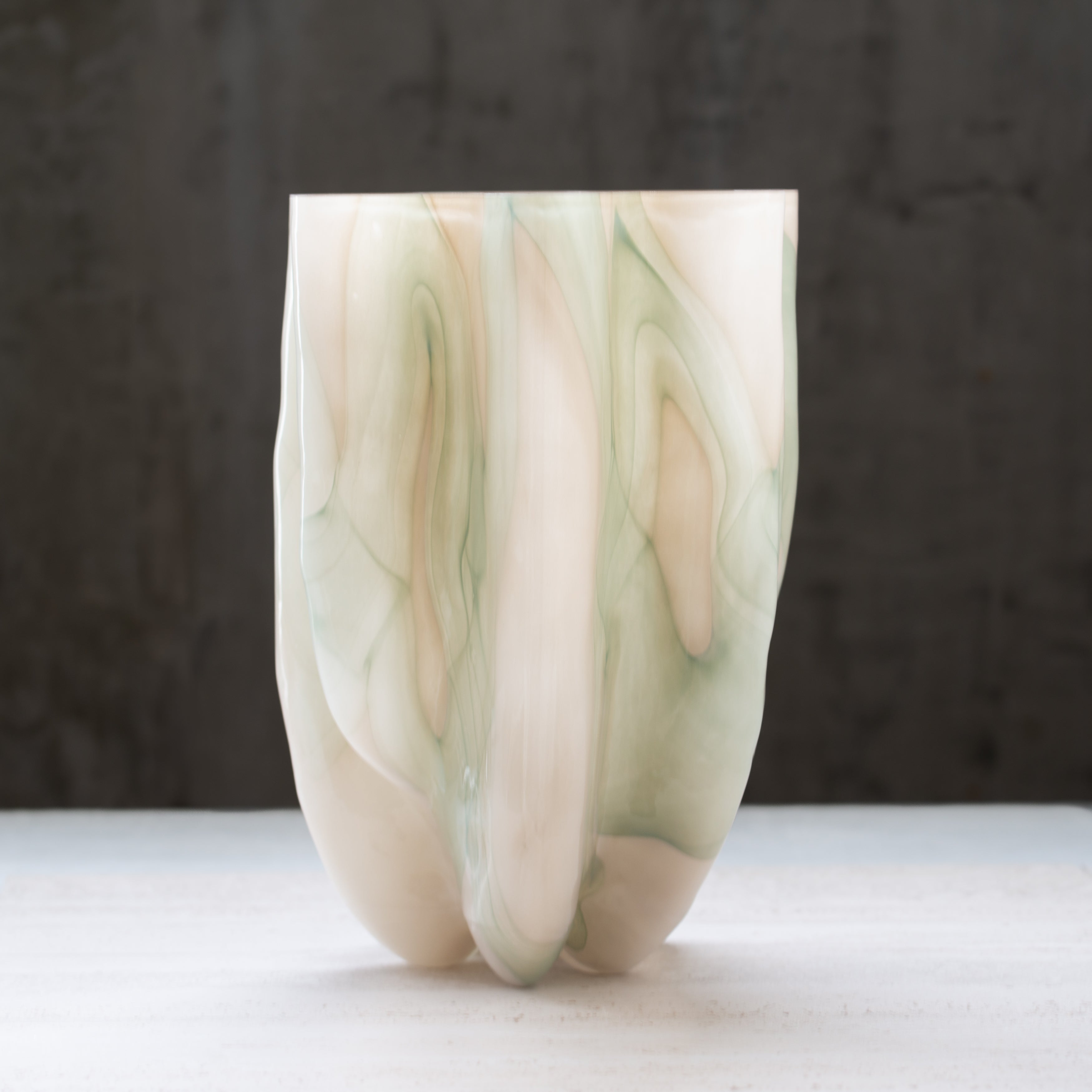 Evelina Glass Vase | Green + Cream | Tall
