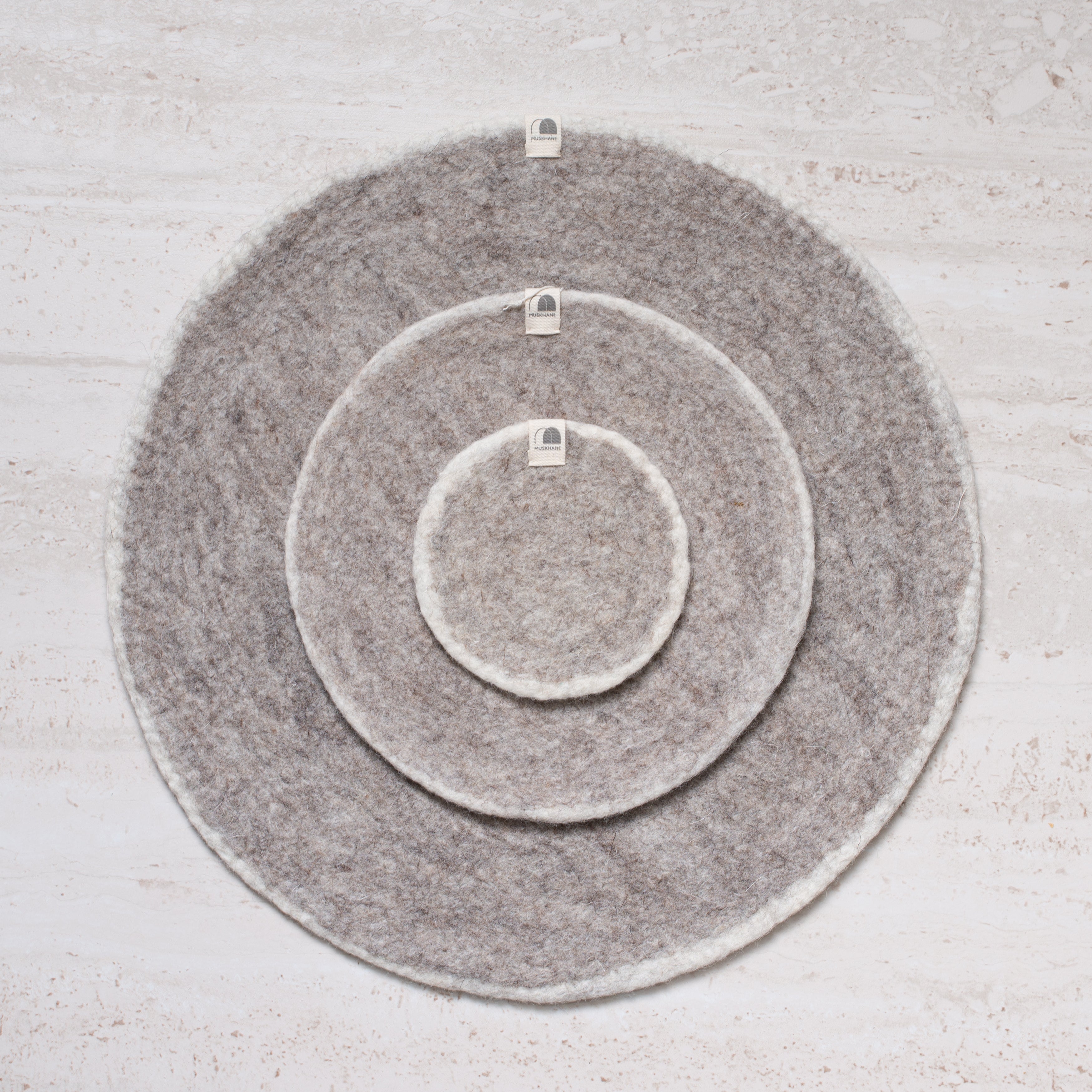 Muskhane Wool Felt Placemat | Light Stone + Natural