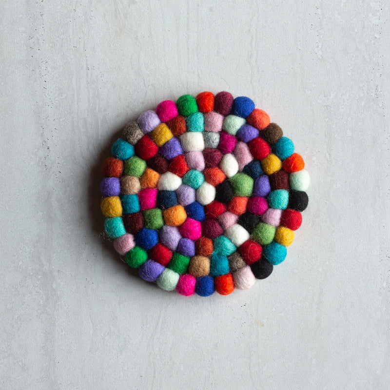 Felted Wool Multi Colour Trivet | 14cm