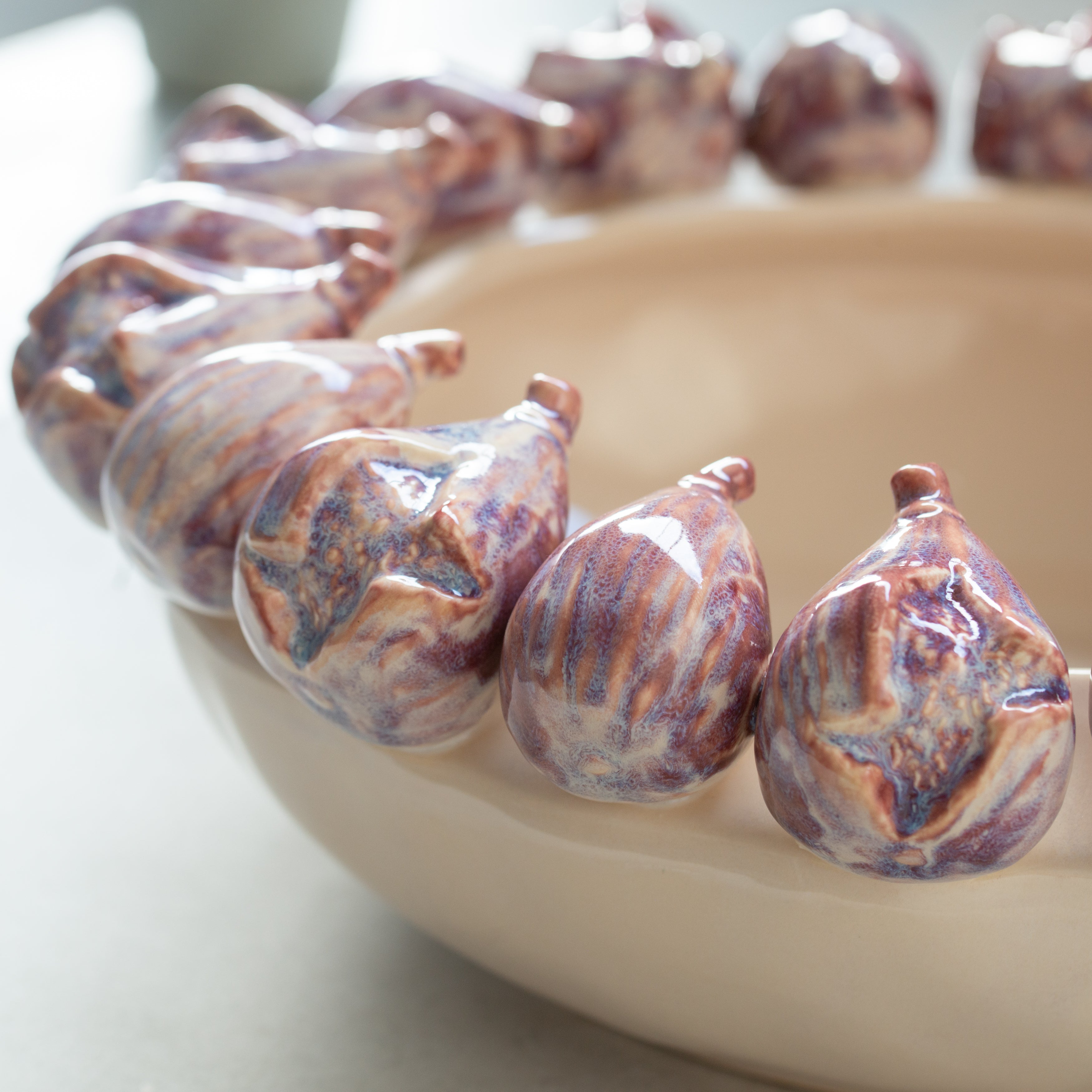 Ceramic Fig Bowl | Ivory + Aubergine