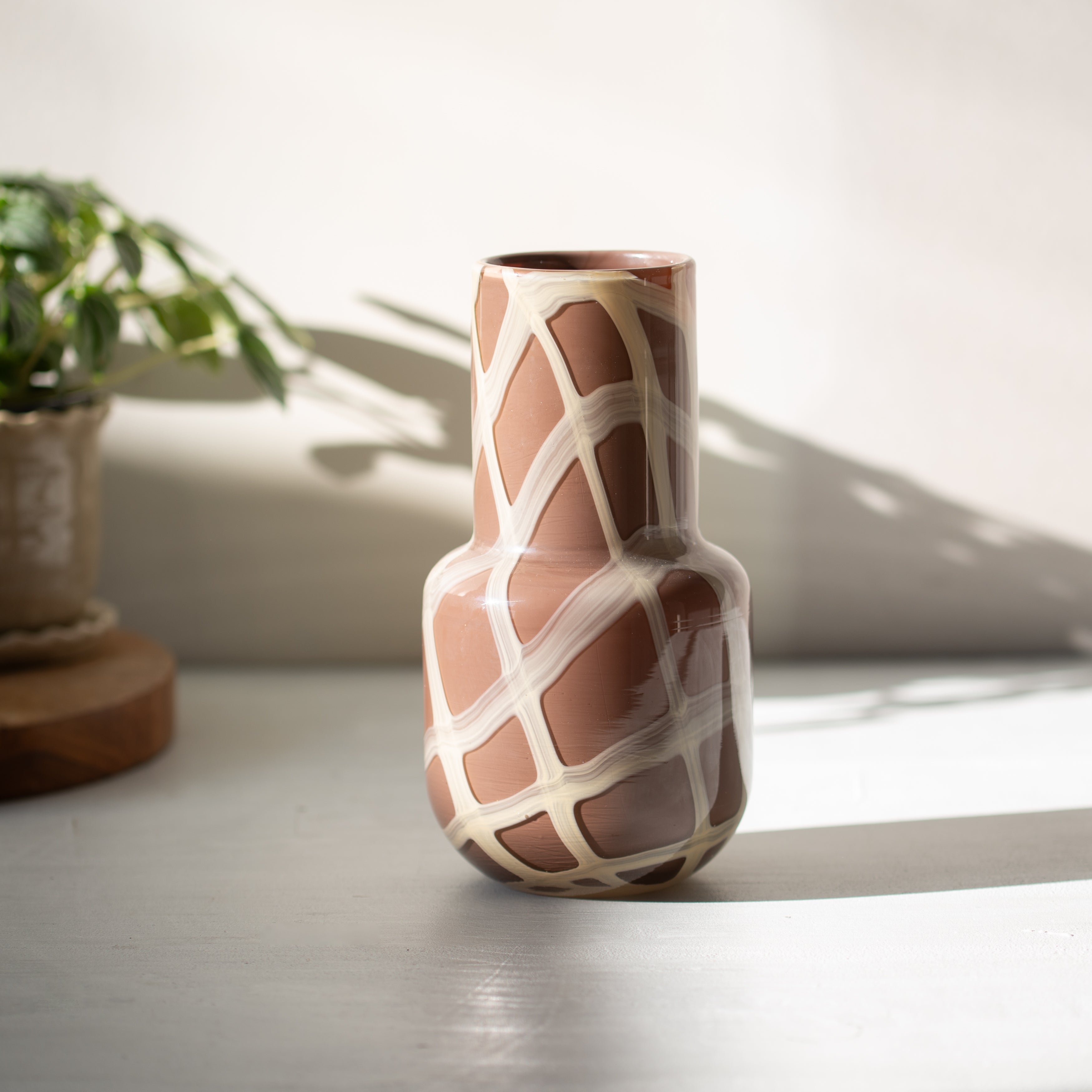 Fionn Glass Vase | Choc + Ivory