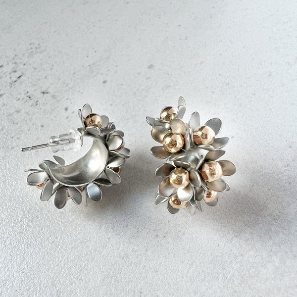 Folklore Earrings | Flower Cluster | Matte Silver