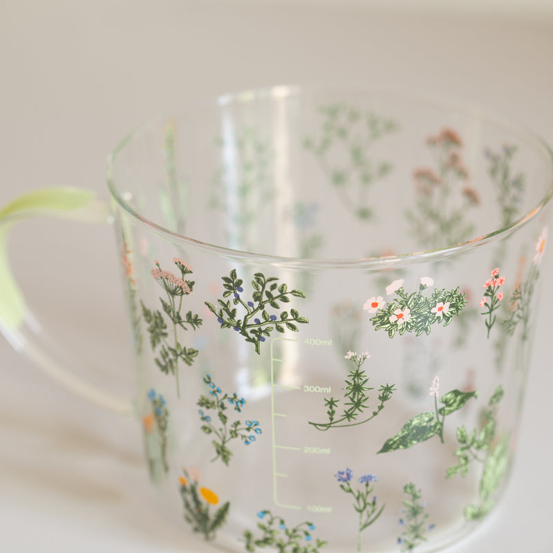 Floral Glass Measuring Cup