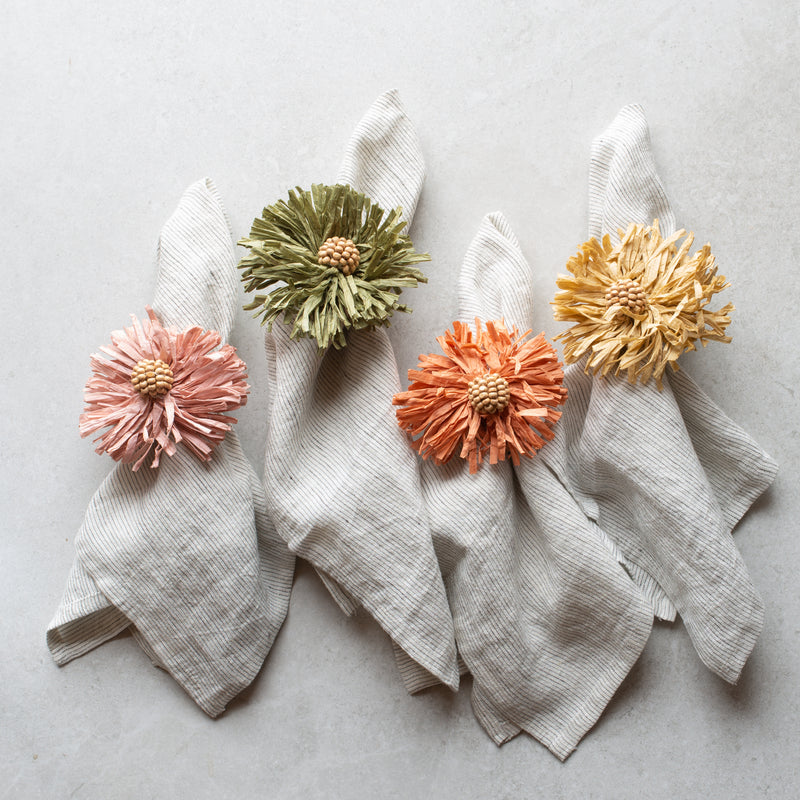 Flora Raffia Napkin Rings | Set of 4