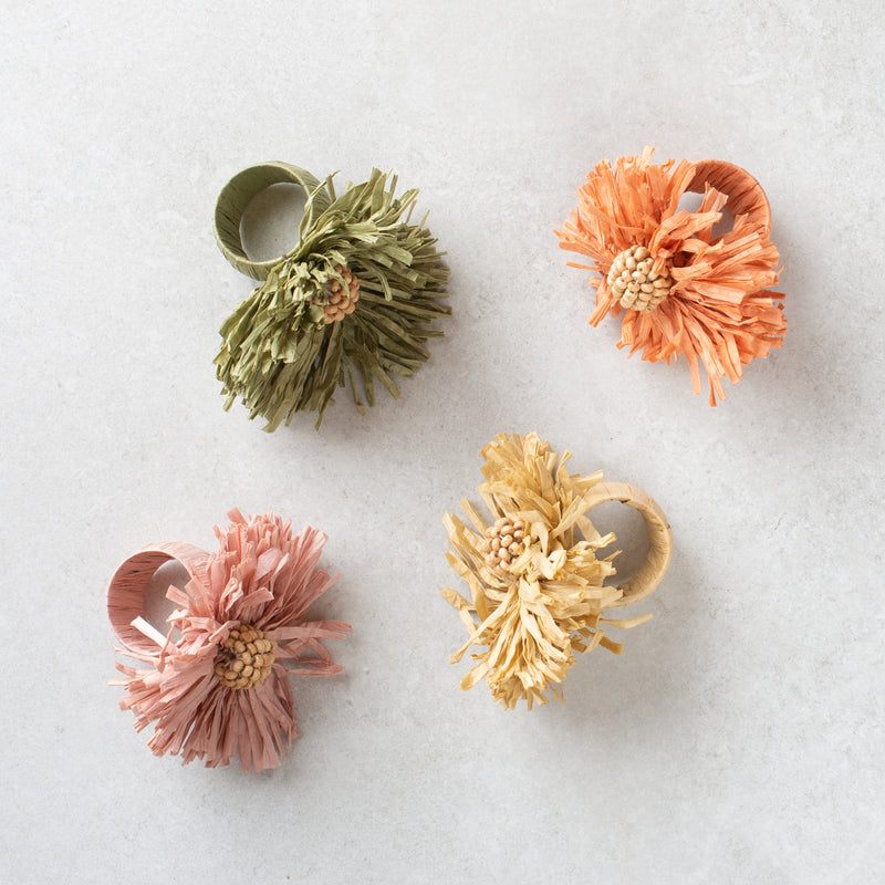 Flora Raffia Napkin Rings | Set of 4