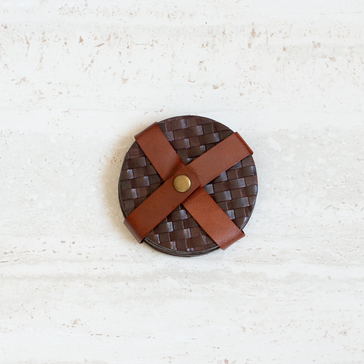 Woven Leather Coasters | Set of 4