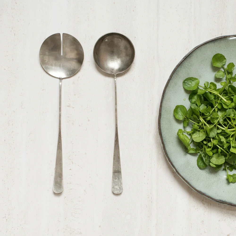 Forged Serveware | Kovani Salad Servers - Nickel