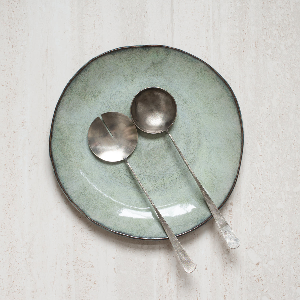 Forged Serveware | Kovani Salad Servers - Nickel