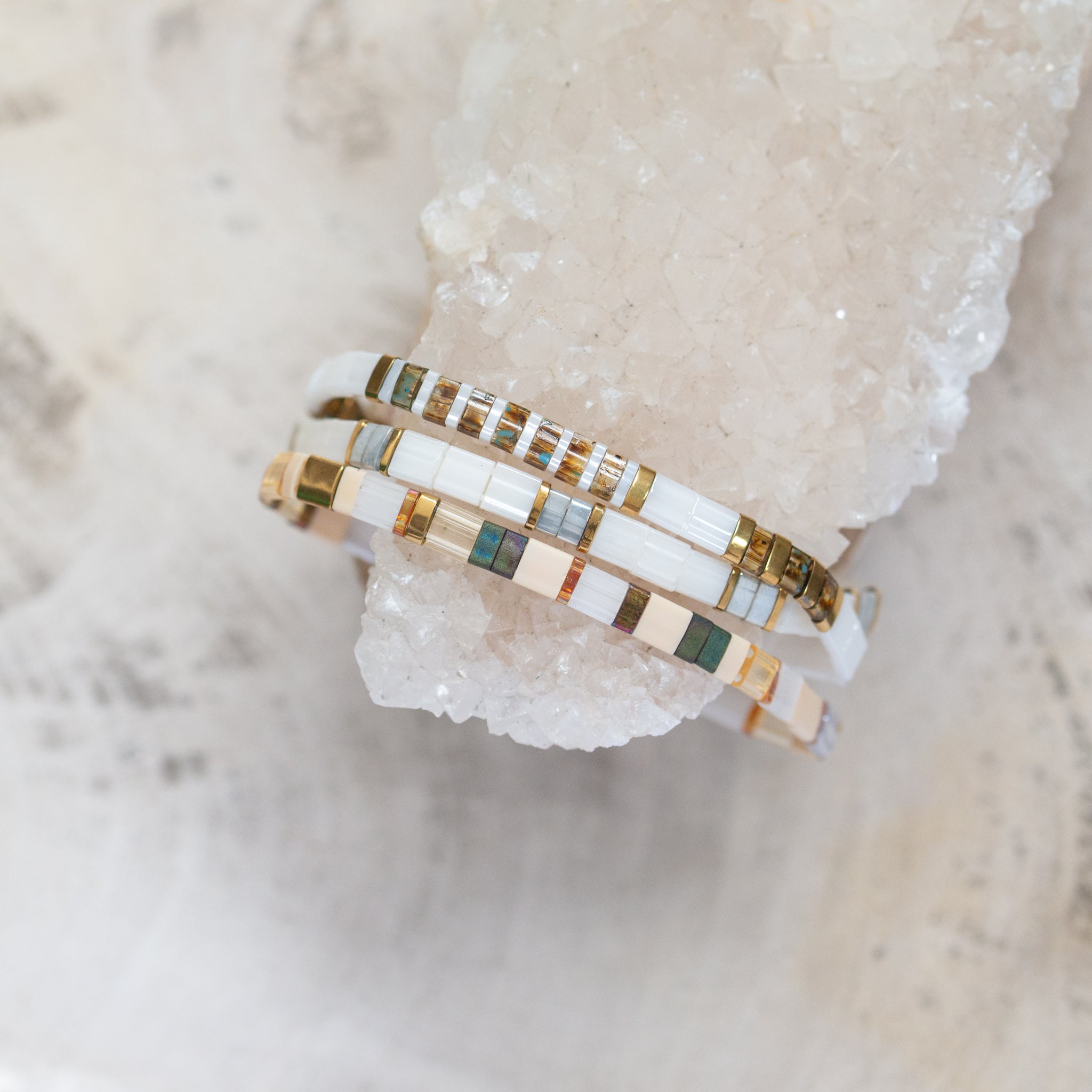 Glass Tila Bead Bracelet | Set/3 | Natsu
