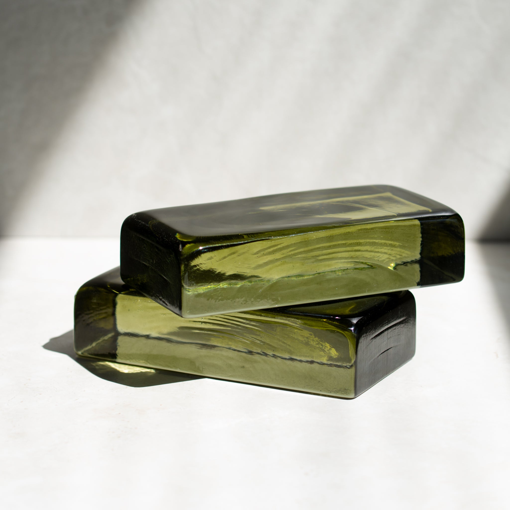 Glass Brick Sculpture | Green