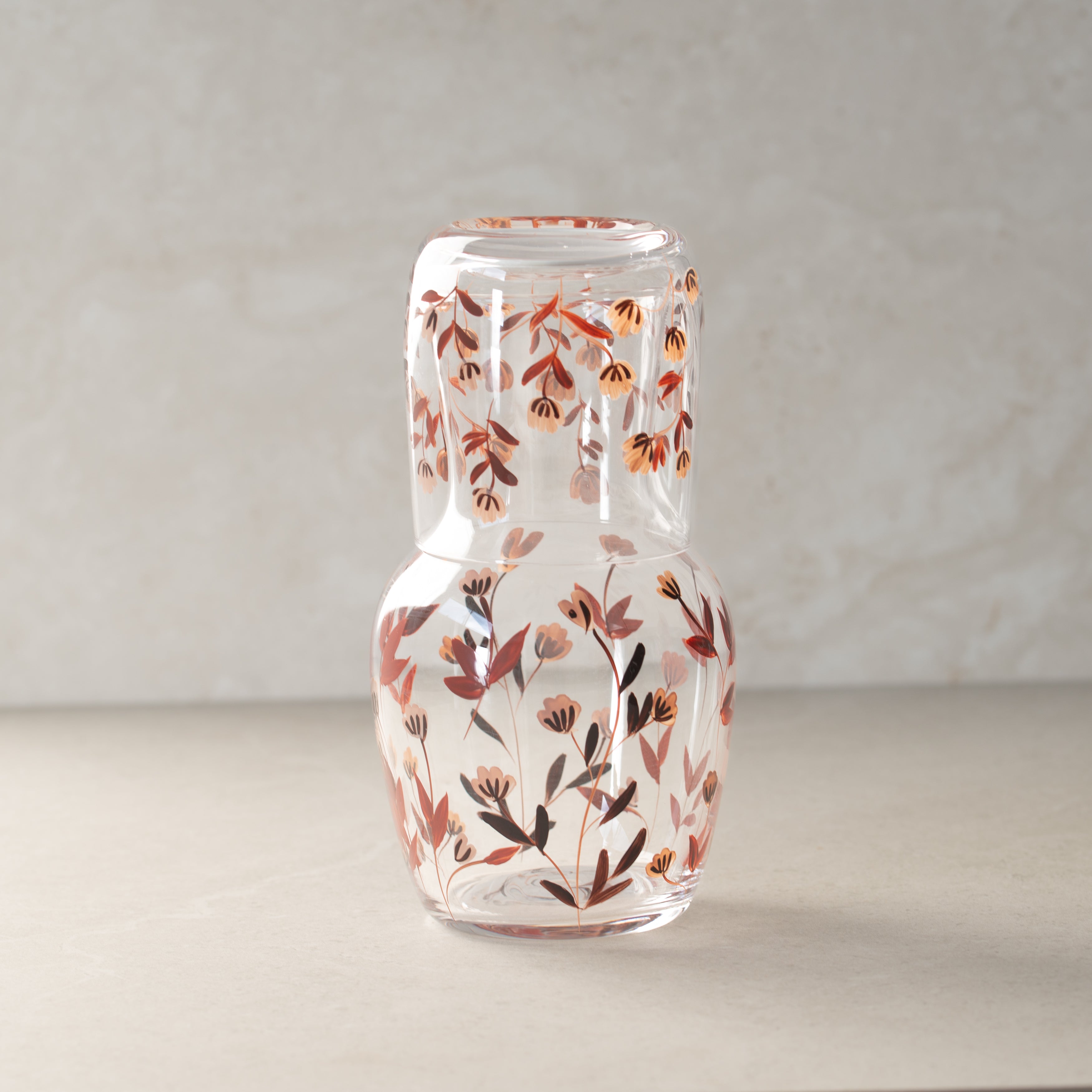 Glass Carafe Set | Hand Painted | Autumn Vine