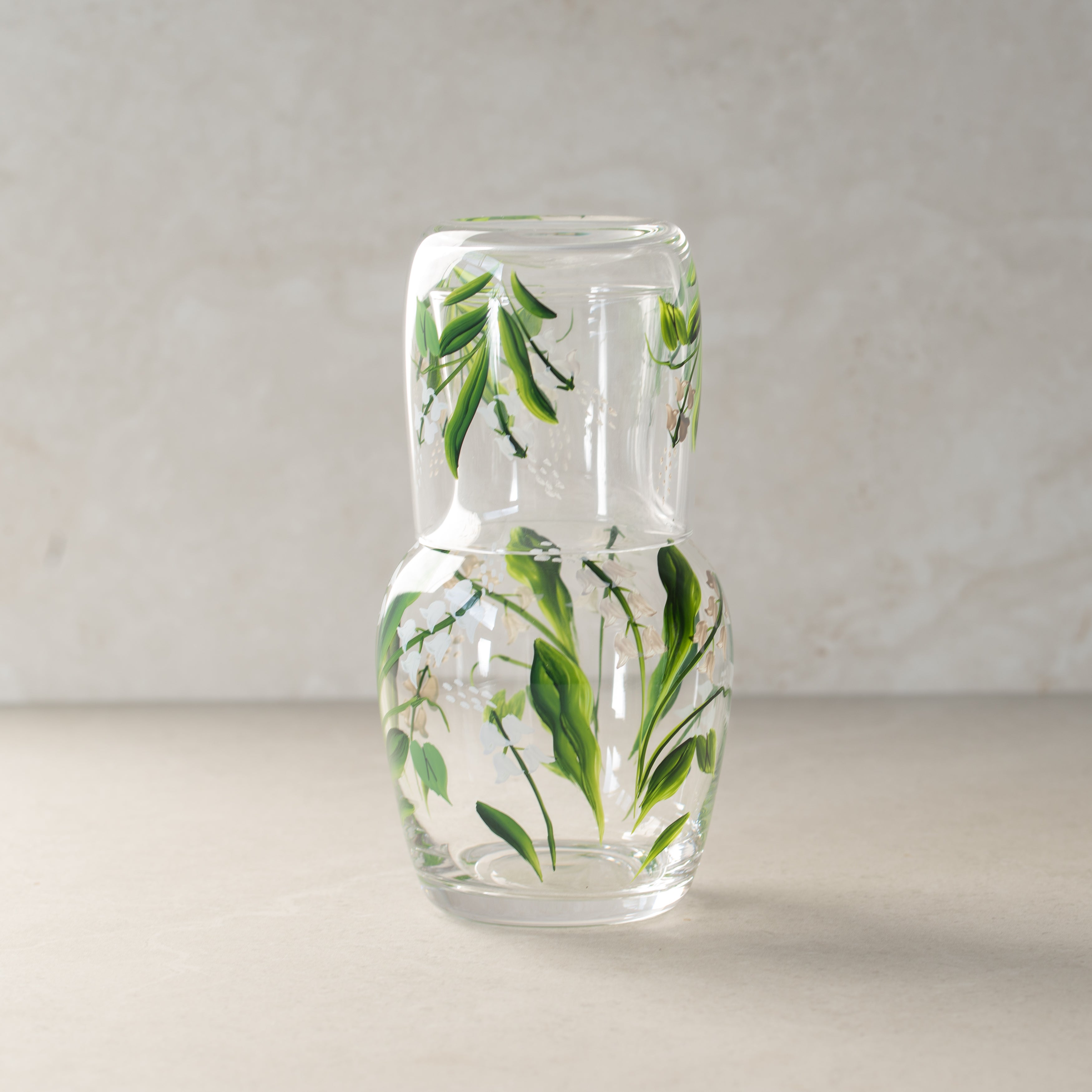Glass Carafe Set | Hand Painted | Lillies