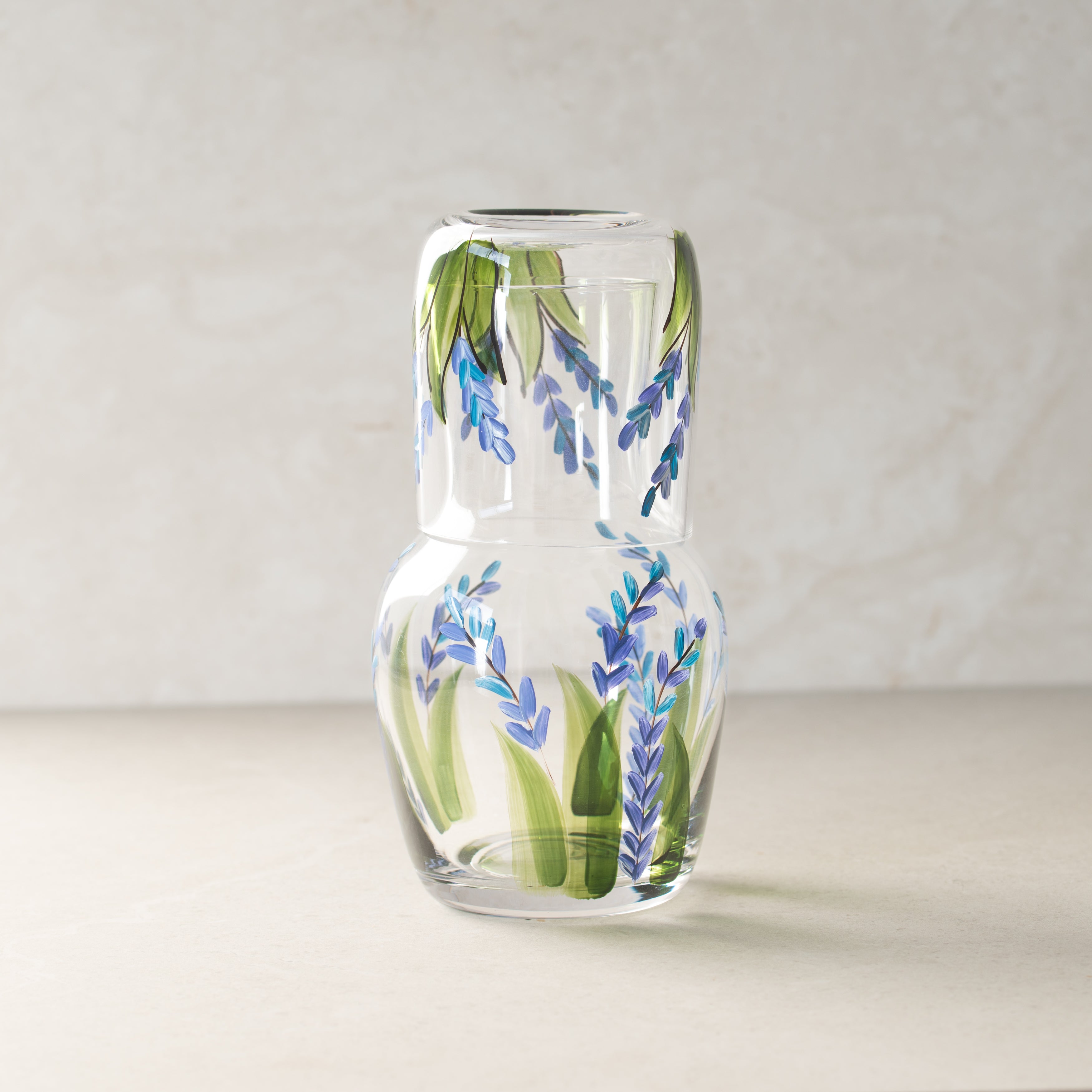 Glass Carafe Set | Hand Painted | Wisteria Geisha