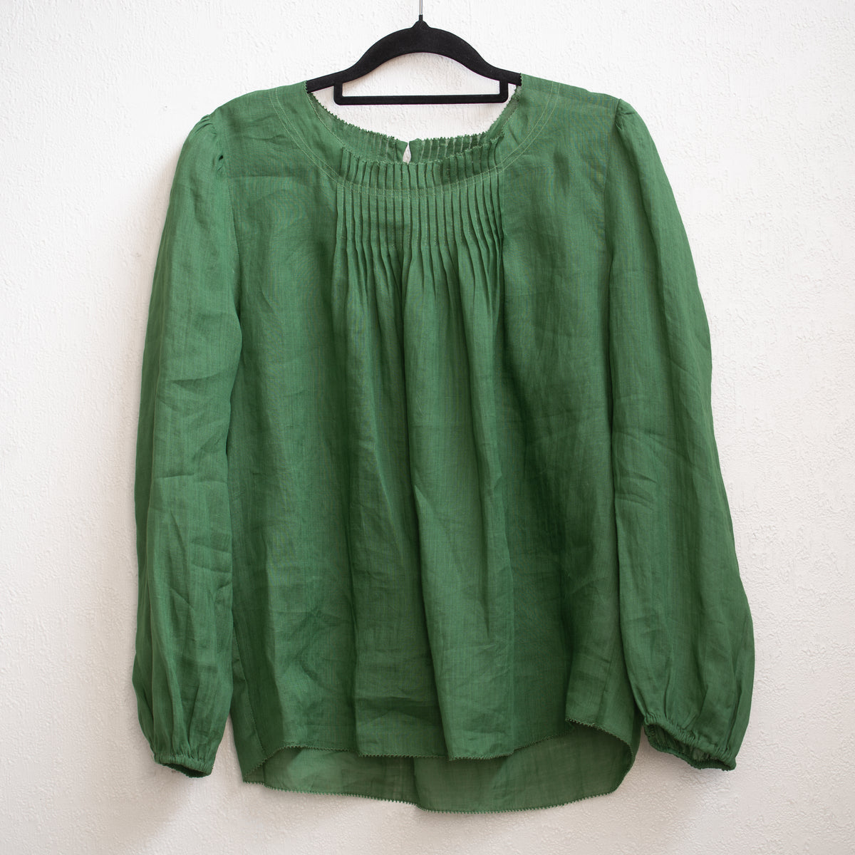 Long Sleeve Pintuck Top | Ariel | Moss