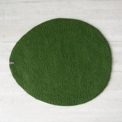 Muskhane Wool Felt Pebble Mat | Olive Green | Large