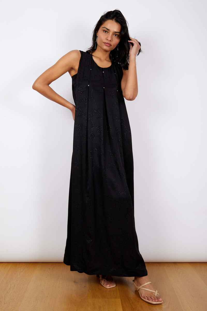 Vines Black Dress | Free Size