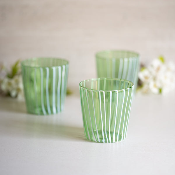 Hand-blown Striped Glass | Green