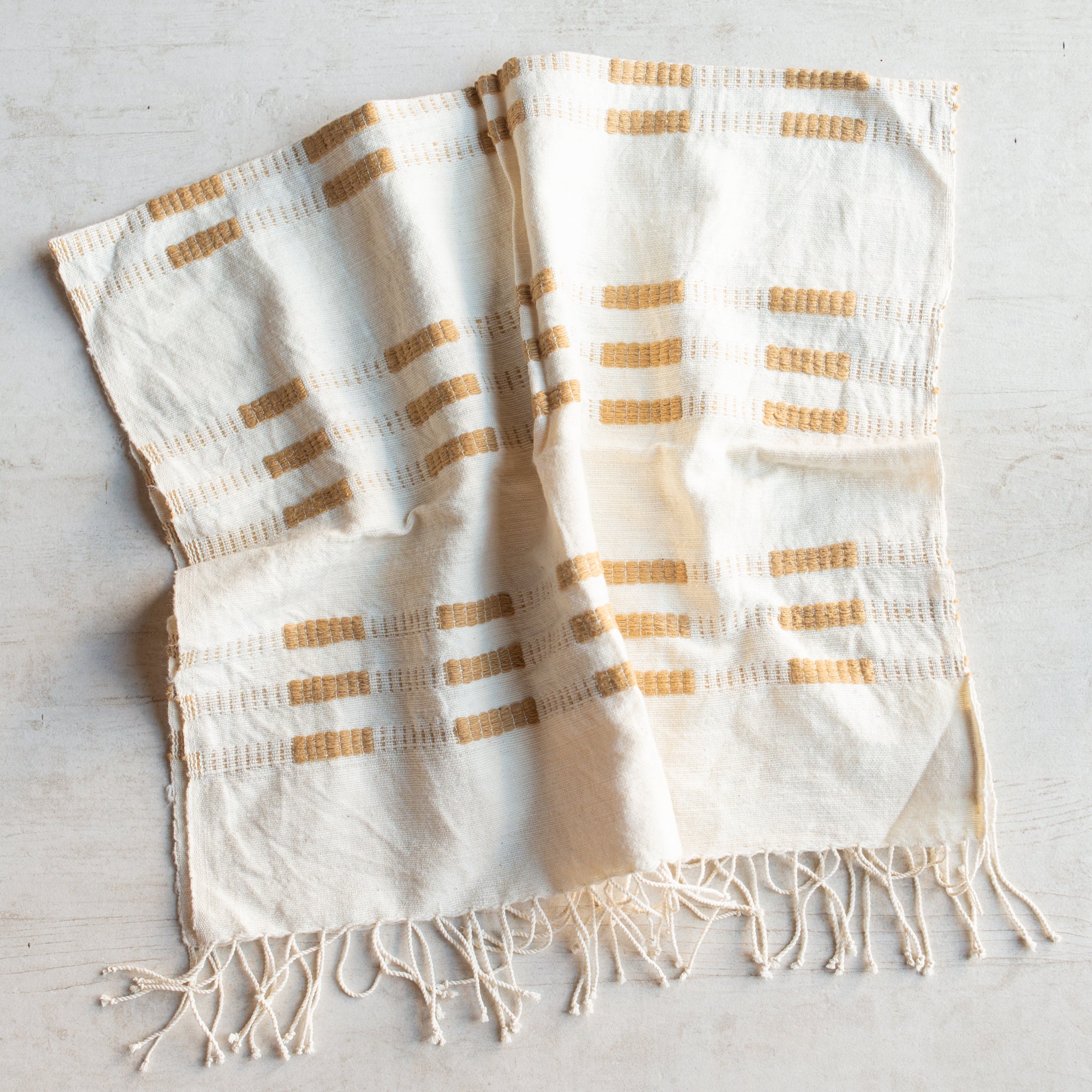 Handwoven Hand Towel | Cotton | Natural + Mustard