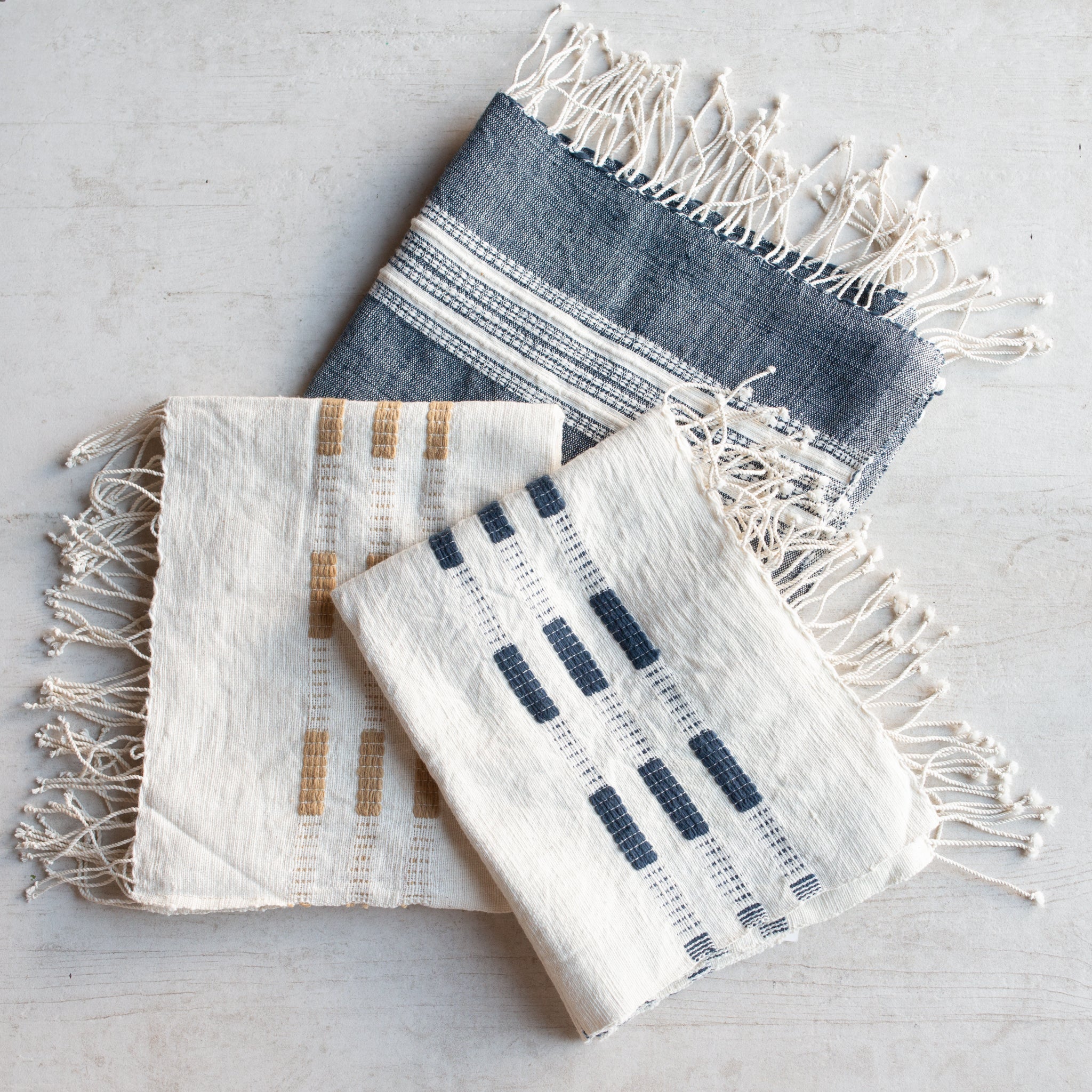 Handwoven Hand Towel | Cotton | Natural + Mustard