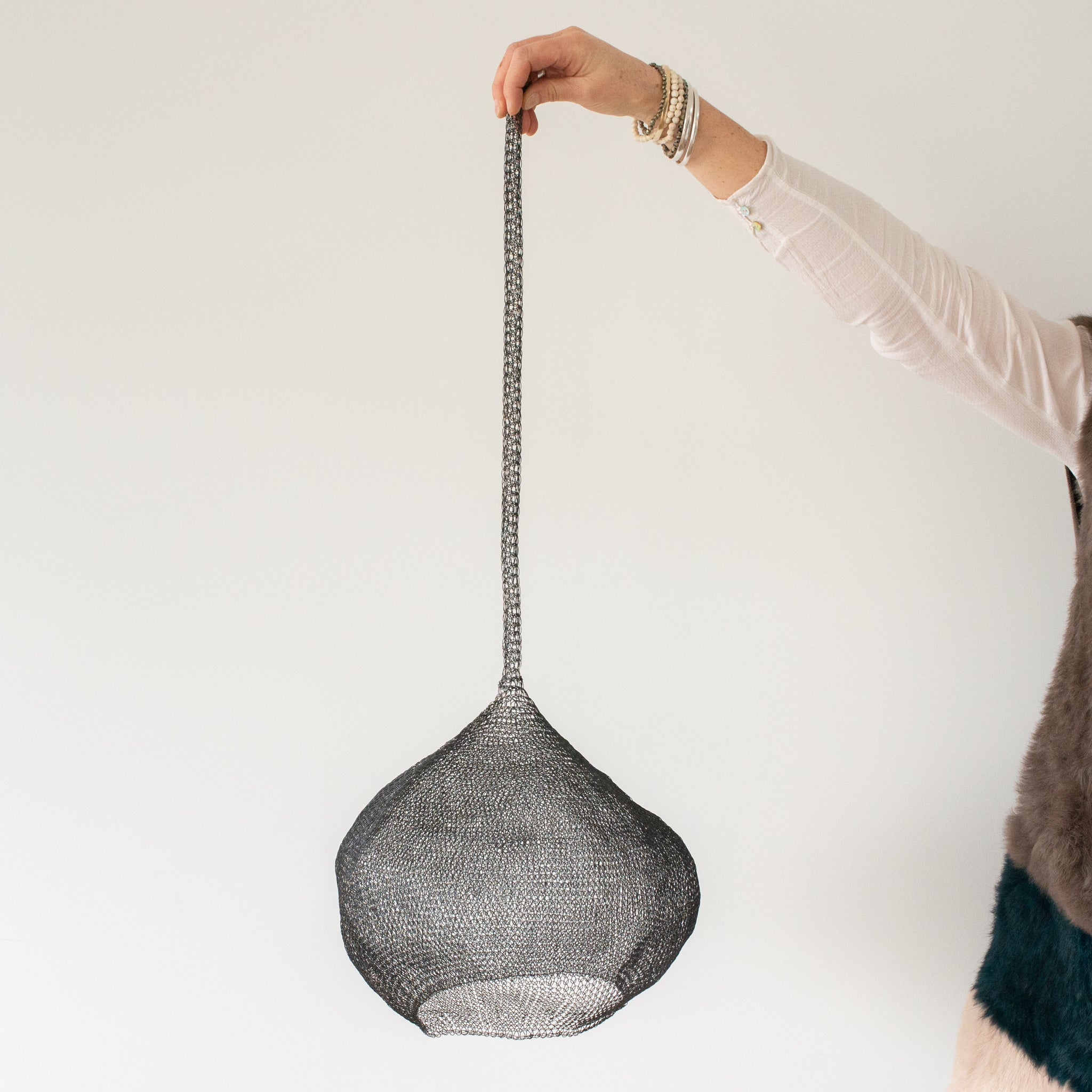 Hand Woven Wire Light Shade | Otto | Black Mist