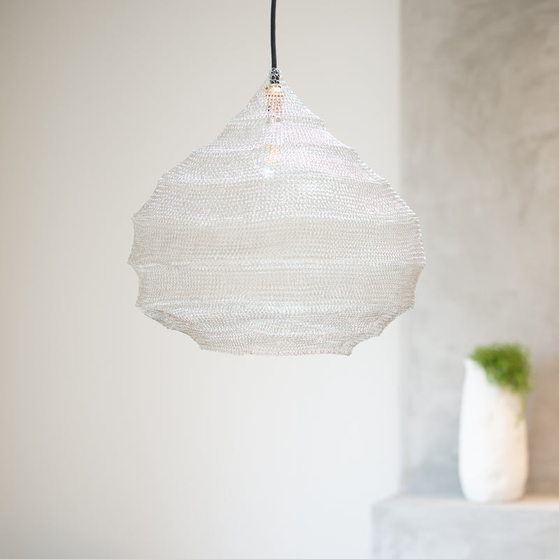 Hand Woven Wire Light Shade | Ruche | Silver