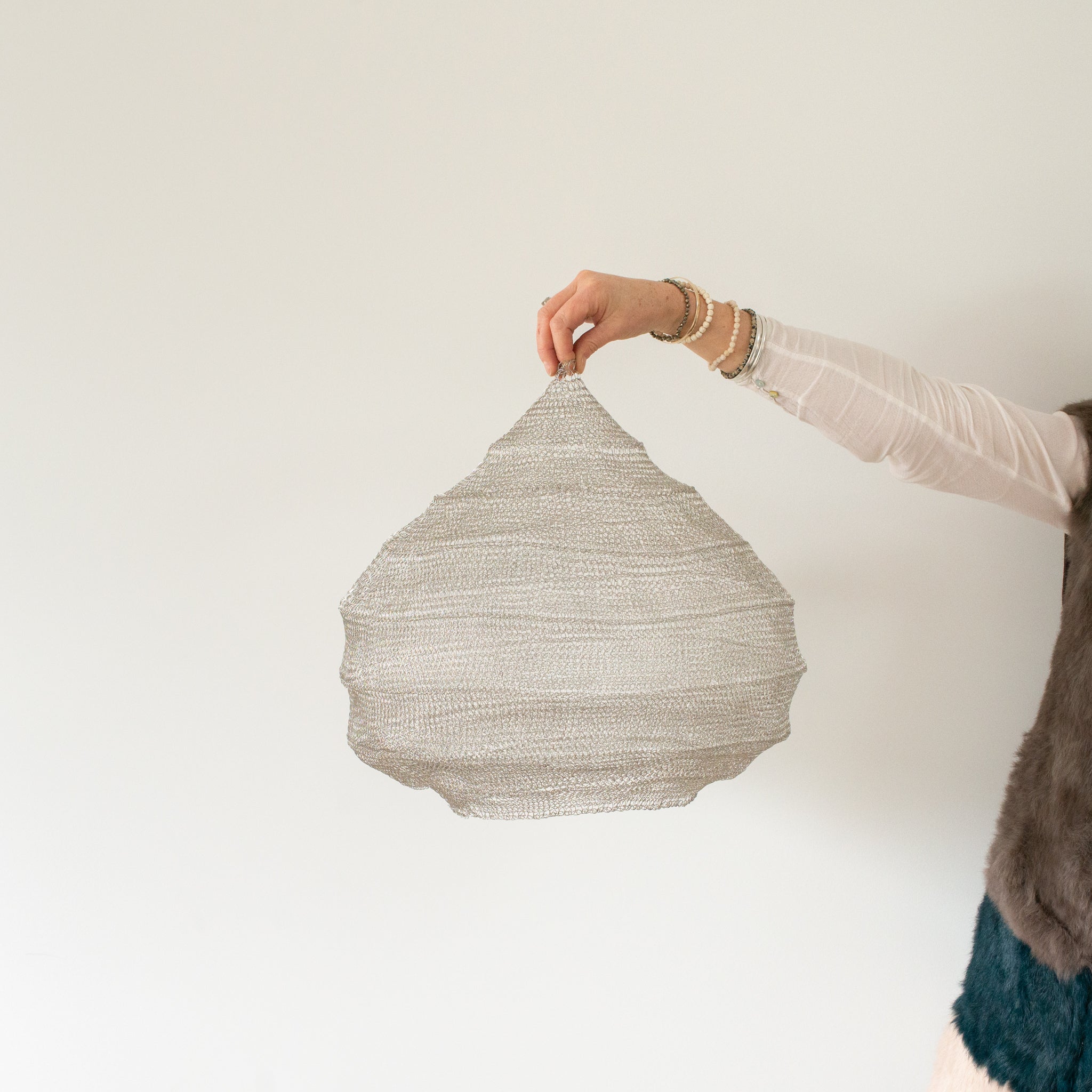 Hand Woven Wire Light Shade | Ruche | Silver