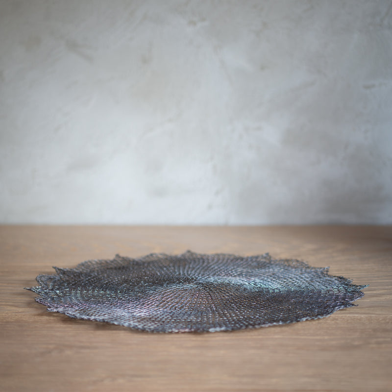 Hand Woven Wire Placemat | Burnished scalloped edge