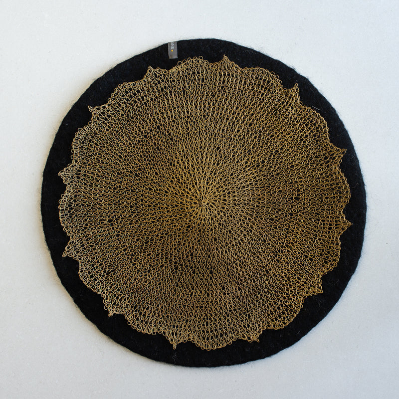 Hand Woven Wire Placemat | Brass scalloped edge