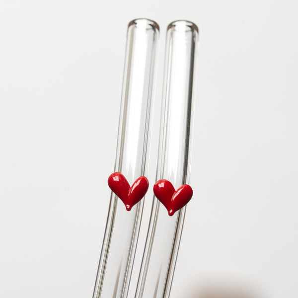 Glass Heart Straws | Set of 2