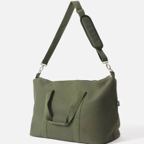 Olive Green Canvas Weekender Bag