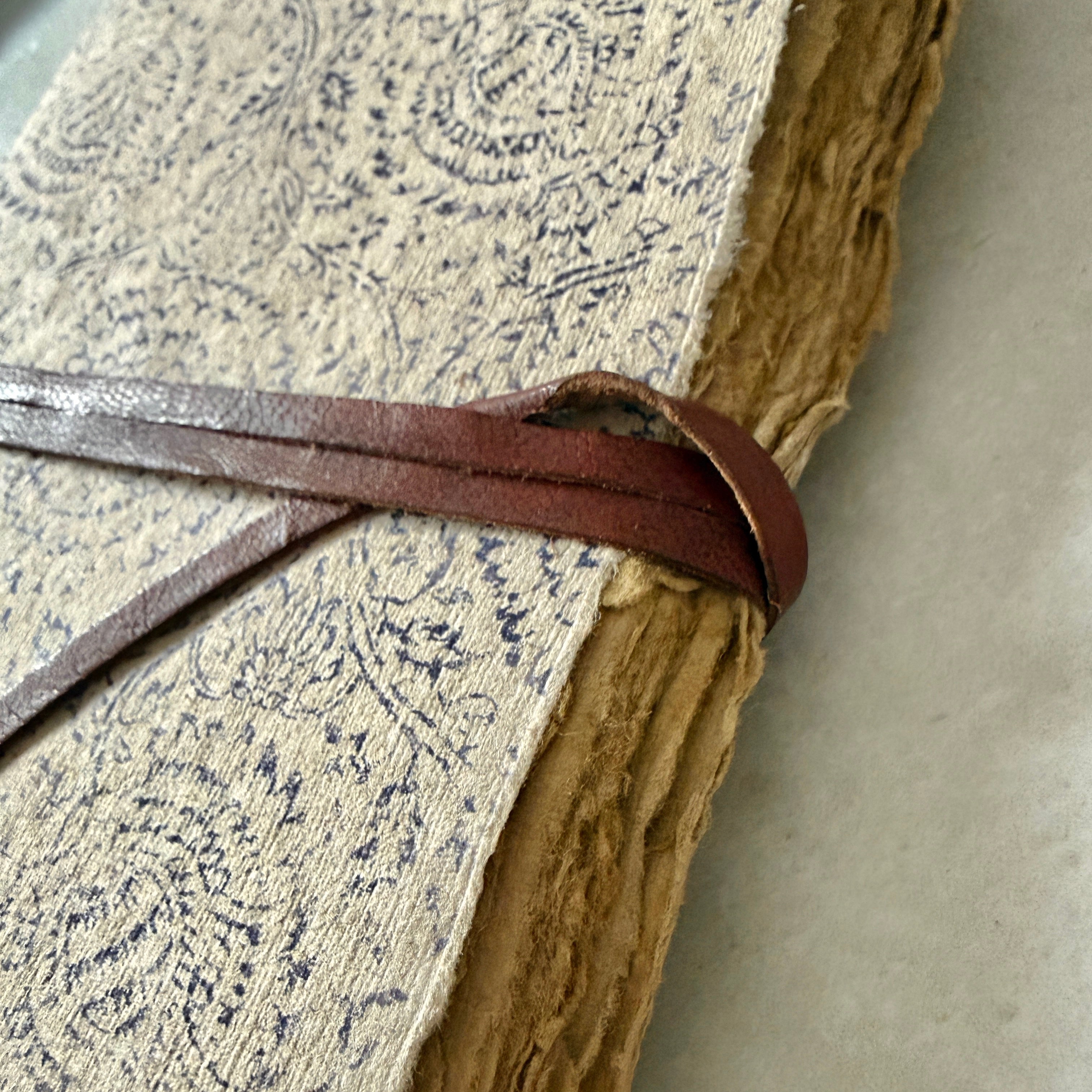 Handmade Journal | Blue Floral | Large | Brown Paper