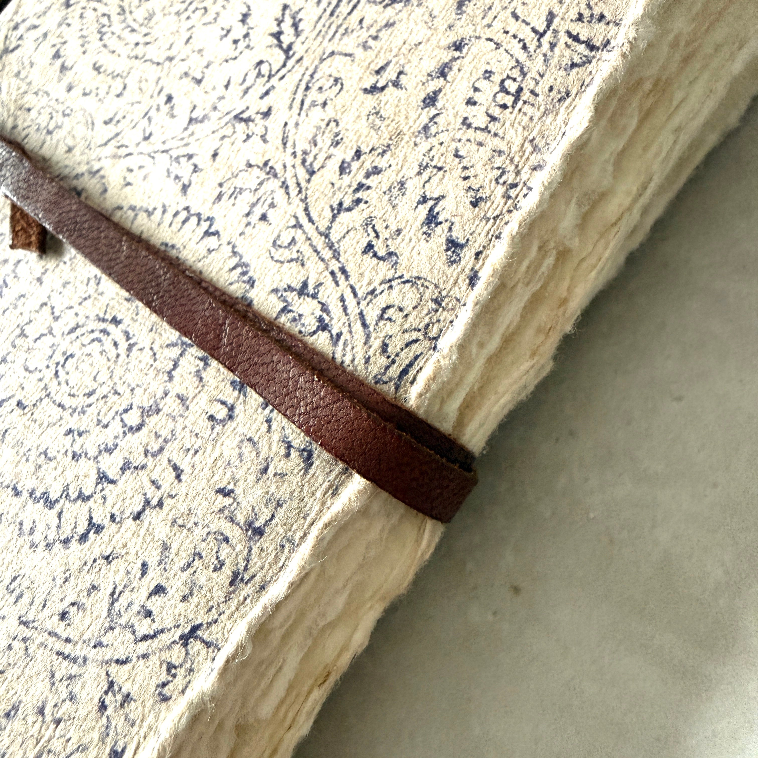 Handmade Journal | Blue Floral | Small | White Paper